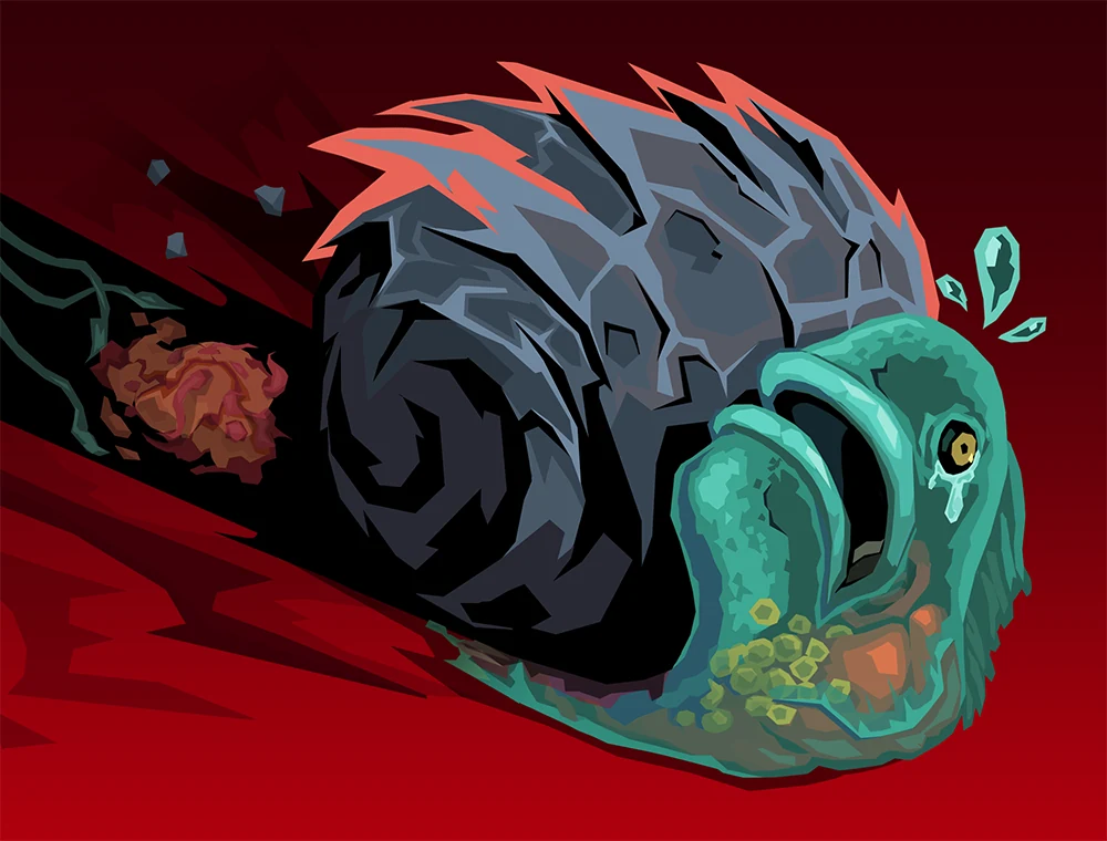 Rolling Boulder card art, Slay the Spire 2