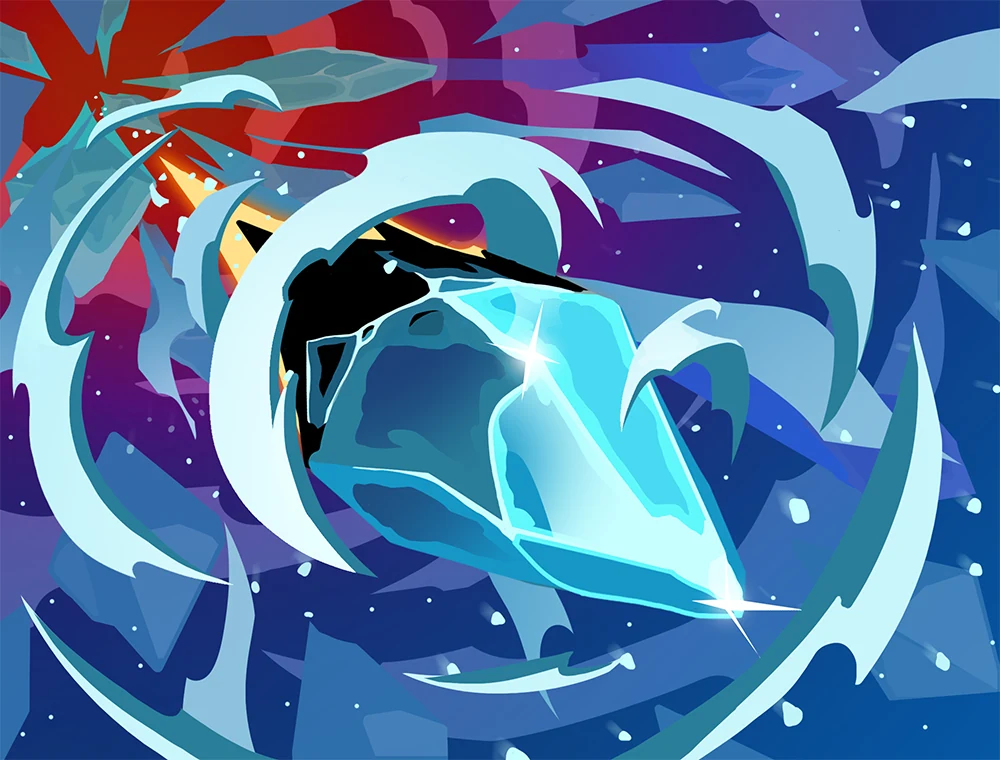 Ice Lance card art, Slay the Spire 2