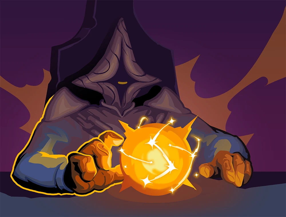 Prophesize card art, Slay the Spire 2